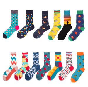 Wholesale custom logo high quality colorful funny crew cotton men socks