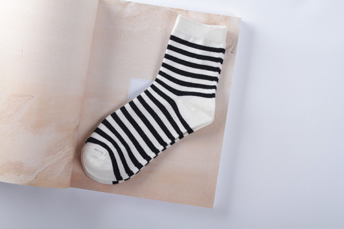 80.Black and white striped socks