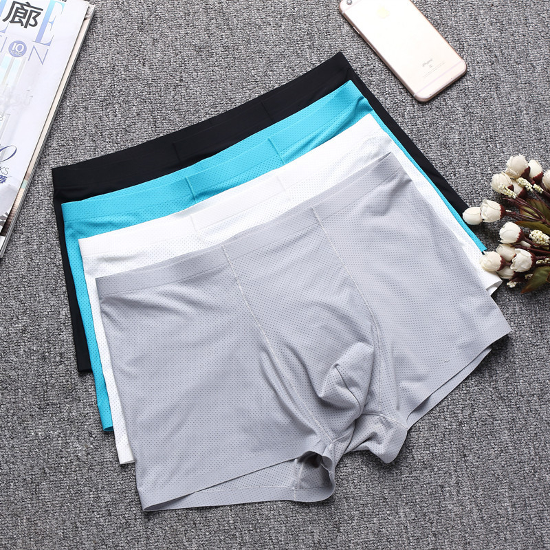 Custom nylon Underwear Print Logo men's mesh light and thin fast dry nylon ice silk underwear