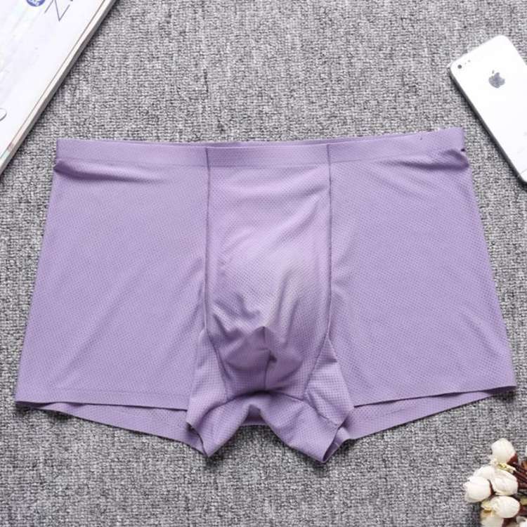Custom nylon Underwear Print Logo men's mesh light and thin fast dry nylon ice silk underwear