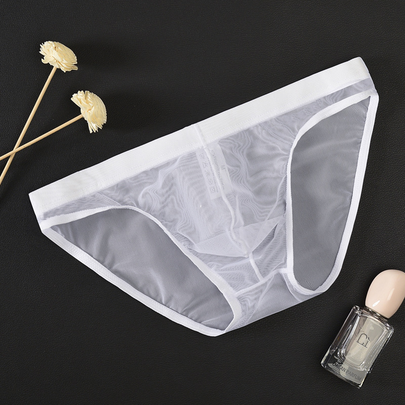 Wholesale custom Men's sexy transparent underwear men's thong men's briefs