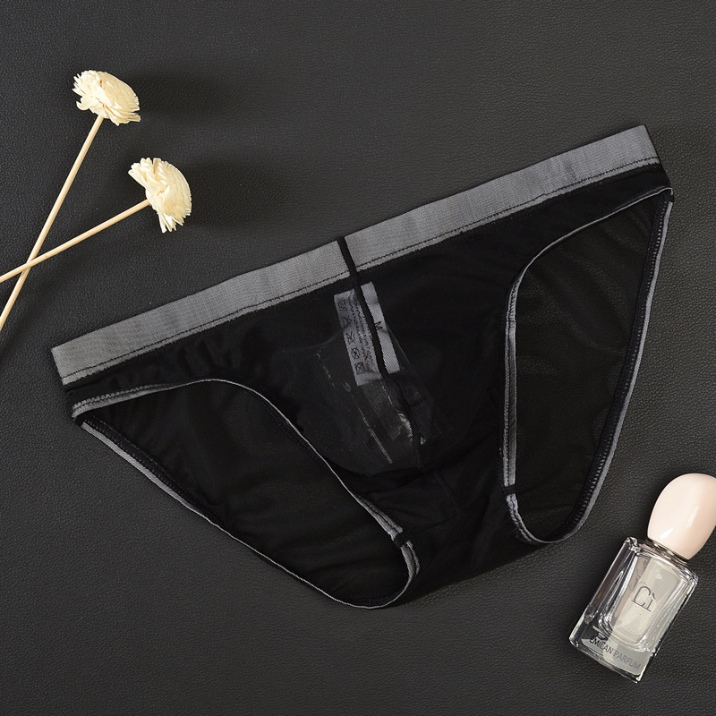 Wholesale custom Men's sexy transparent underwear men's thong men's briefs