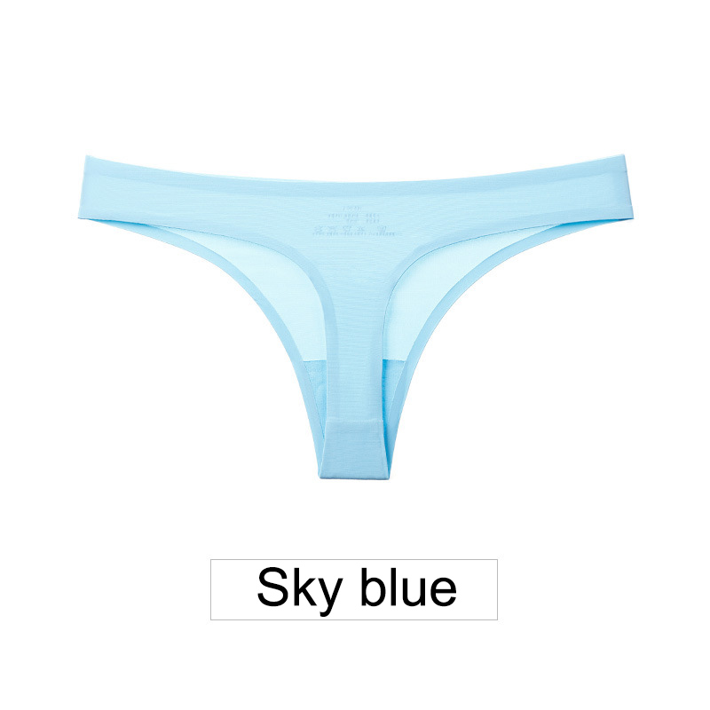 Factory Wholesale Low Rise Ice Silk Sexy Girls Seamless Thong Panties For Women Underwear Seamless Thongs