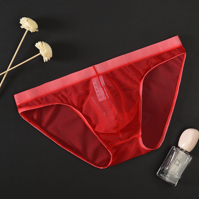Wholesale custom Men's sexy transparent underwear men's thong men's briefs