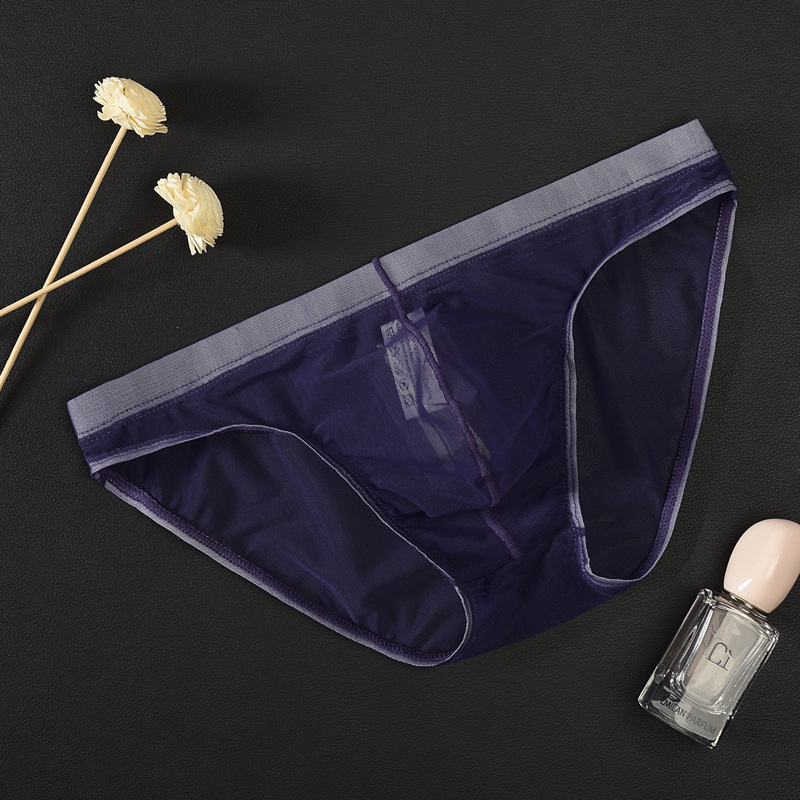 Wholesale custom Men's sexy transparent underwear men's thong men's briefs
