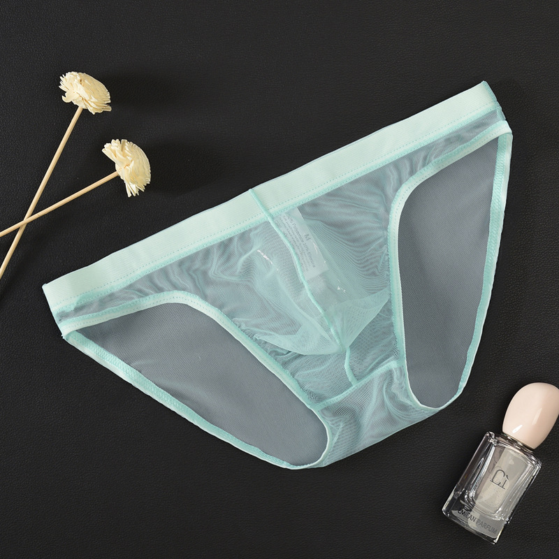 Wholesale custom Men's sexy transparent underwear men's thong men's briefs