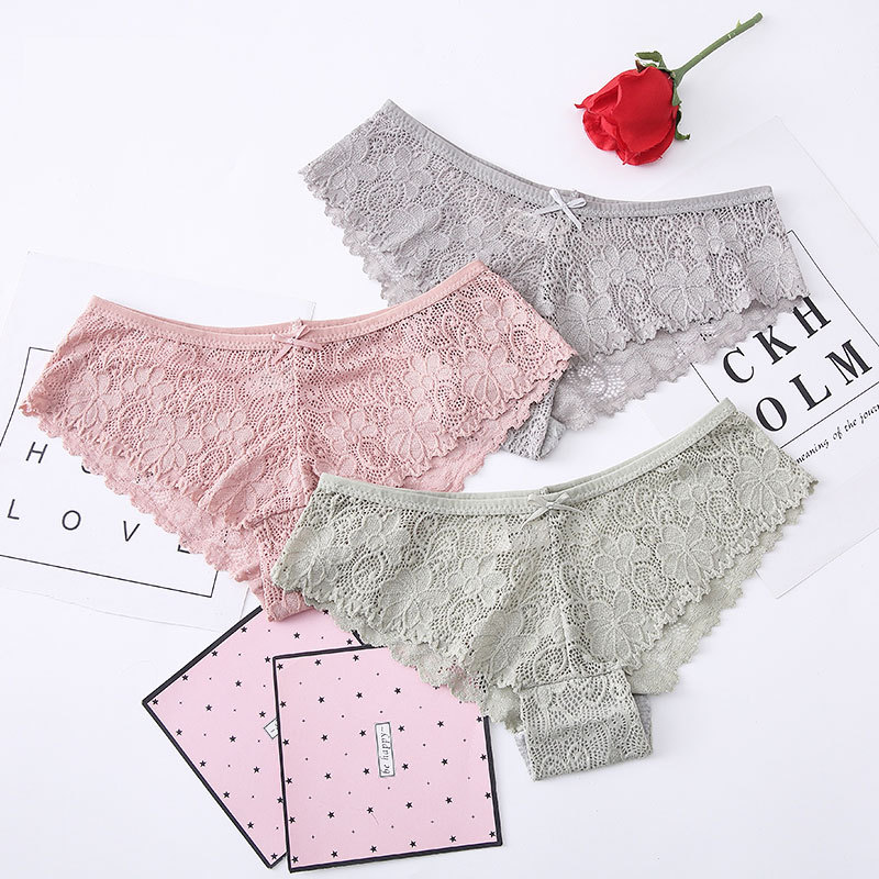 Women Briefs Ladies Ice Silk Seamless Transparent Underwear Sexy Lace Panties