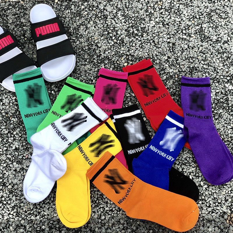 Famous brand embroidery custom designer socks colorful compression women NY New York sports cotton socks