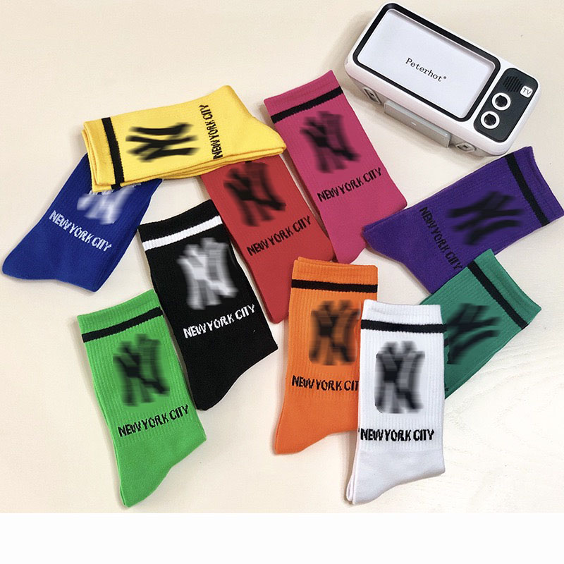 Famous brand embroidery custom designer socks colorful compression women NY New York sports cotton socks