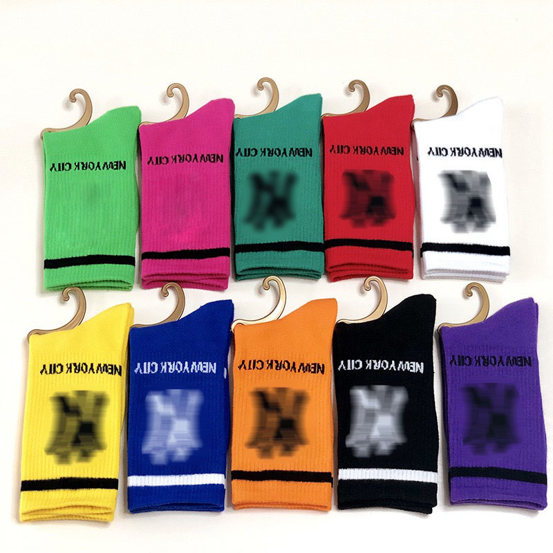 Famous brand embroidery custom designer socks colorful compression women NY New York sports cotton socks
